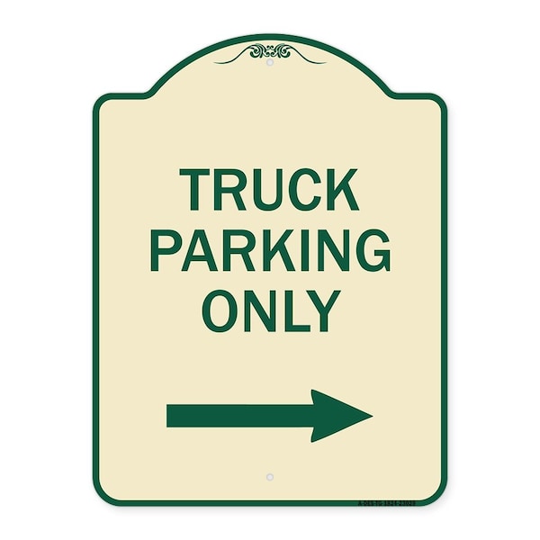 Reserved Parking Truck Parking W/ Right Arrow Heavy-Gauge Aluminum Sign, 24" x 18", TG-1824-23029
